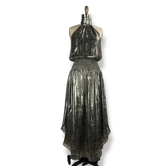 New w/Tags RAMY BROOK NEW YORK silk metallic snakeskin print evening dress gown - Picture 11 of 17